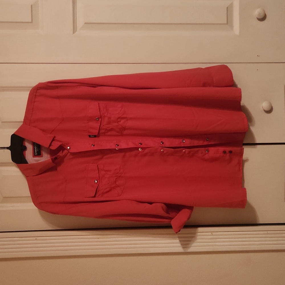 hooey habitat xl button down top pink
